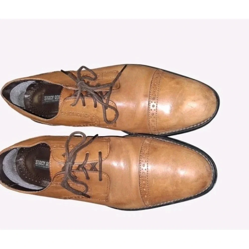 Stacy‎ Adams Brown Leather Lace-up Oxford Dress Shoes Size 8.5